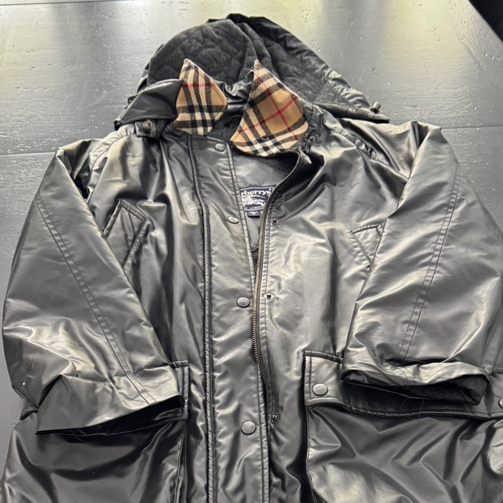 Women’s black Rubberized Hooded Rain Jacket